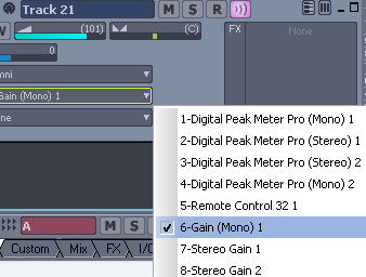 Step 05 - For each monitored audio track, create a MIDI track and setup th egain plug-in as output